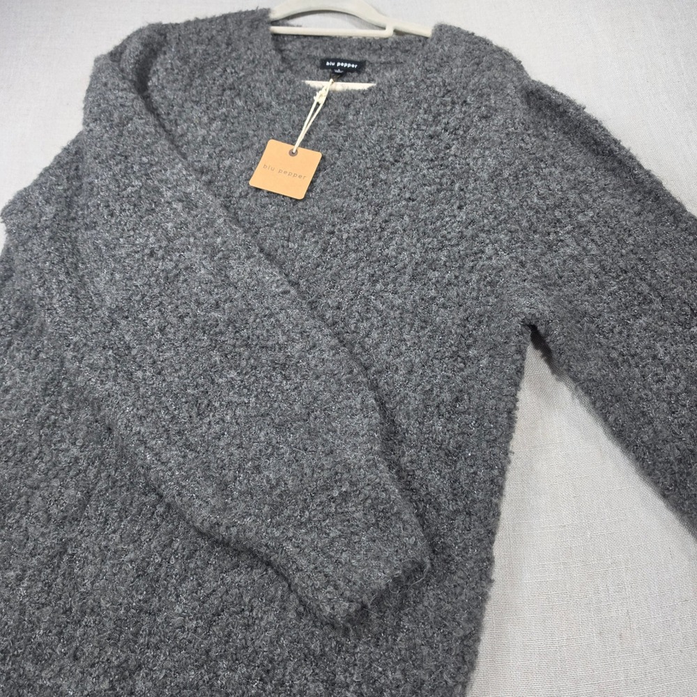 Blu Pepper Sweater Dress Womens L Grey NWT Boucle Knit Long Sleeve B2FD1059